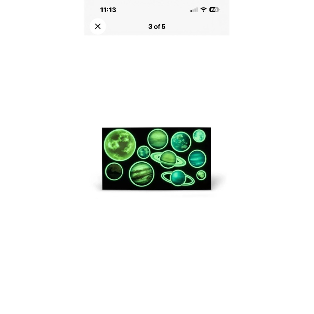 Vivitar Glow In The Dark Adhesive Planet/ Solar System Stickers - 11 Count, NEW